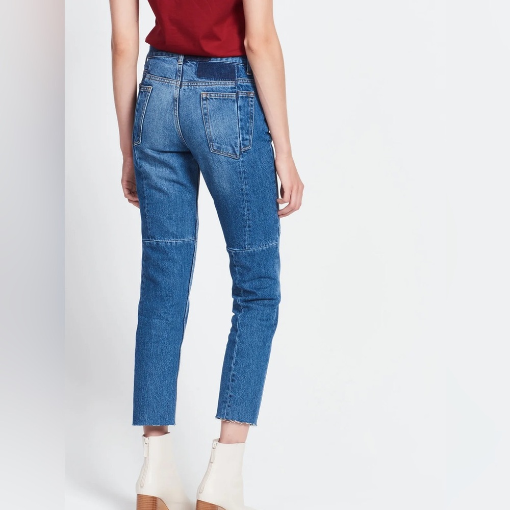 Blue Sandro Raw Edge Patchwork Slim High Rise Denim Jeans [Small] - Picture 2 of 9
